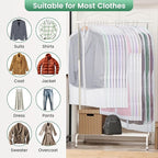 Carbrea Translucent Garment Bags for Hanging Clothes - Frosted Clothes Storage Bags for Suits, Dresses, Closet Storage - 10 Pack
