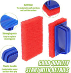 5 Pack Electric Cleaning Brush Pad Kitchen Bathroom Household Cleaning Pad Swimming Pool Wall Cleaning Brush Heavy Duty Griddle Scrubber Scouring Pad and 1 Pack Handle kit(Red)