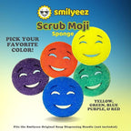 The Original Scrub Moji Scrubbing Sponge by Smilyeez (Set of 3) - Purple - Temperature-Responsive Polymer Foam, Stain and Odor Resistant, Ideal for Kitchen and Bathroom Cleaning