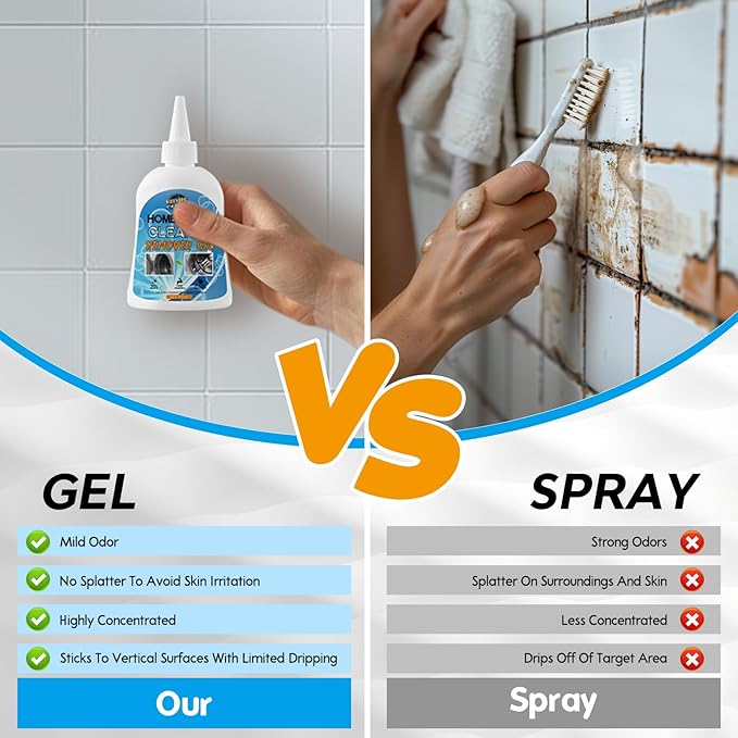 Mold Stain Remover Gel,Washing Machine Cleaner Front Load Washer Gasket Mold Remover Home Stain Cleaner Cleaning Gel for Grout Caulk, Bathroom, Shower, Bathtub, Refrigerator Cleaning Solution 8 Fl Oz