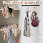 3 Pack Tank Top Hangers, 2026 Upgraded Bra Hanger for Closet Organizer & Storage, 360° Rotating & Foldable Design, Wooden Space-Saving Hanger for Tank Tops, Bras and More (Natural)