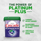 Cascade Platinum Plus Dishwasher Pods, Dish Detergent ActionPacs, Power of Bleach, 21 Count