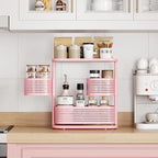 KINGRACK 3 Tier Pink Bathroom Counter Organizer, Rotating Makeup Organizer for Vanity, Perfume & Skincare Standing Shelf, Vanity Tray for Bathroom Countertop Storage, Pink