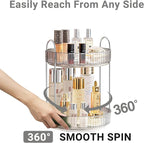 Asayuee 360 Rotating Makeup Organizer for Vanity,Bathroom Countertop Organizer,Spinning Perfume Organizer&Vanity Organizer(Grey-2 Tier)