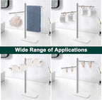 Hand Towel Holder, F-Shape Hand Towel Stand with Marble Base, Stainless Steel Swivel Hand Towel Rack Bar Standing for Bathroom Kitchen Countertop, 2 Arms (Chrome Finish)