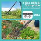 Ihomepark Garden Hoe, Stirrup Hoe with Adjustable Handle for Weeding Digger loosening Soil Metal Garden Cultivator Hoe with Rake Tiller Cultivator (30-62 Inch)