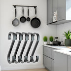 5 Pcs Black S-Shaped Hooks,Space Aluminum S Hook Multifunctional Hanging Hook Clasp Holder for Kitchen Bedroom Utility Hooks, Industrial Hooks Hardware, Home Storage Hooks