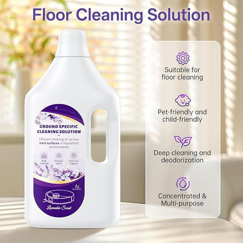 1L Floor Cleaning Solution Compatible with Roborock/Eufy/iRobot/Ecovacs/Dreame/Shark, Fragrance Deodorization, Deep Cleans for Multiple Hard Floors (1 Liter, 【Lavender】)