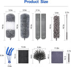 Microfiber Duster Kit (11PCS) - Washable Dusters with Extension Pole (30 to 100 in) for Cleaning Ceilings, Fans, Furniture