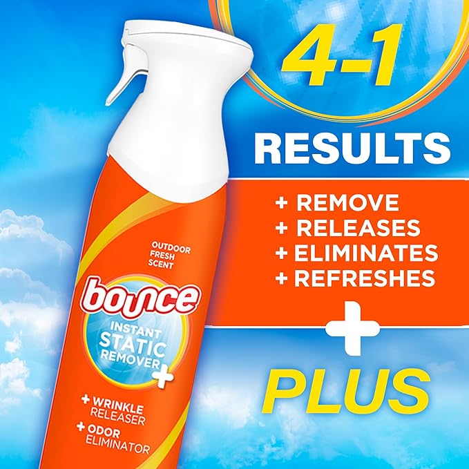 Bounce Rapid Touch-Up 3 in 1 Wrinkle Releaser Clothing Spray, Fabric Refresher, Odor Eliminator & Anti Static, 9.7 ounces (Pack of 2)