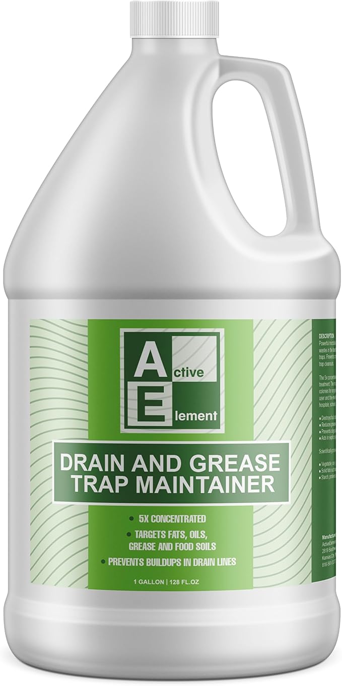 Drain and Grease Trap Maintainer- 1 Gallon (128 Treatments) - Biological Formula - Breaks Down Fats Oils and Grease - Grease Trap Treatment, Drain Deodorizer, Septic, Sewers