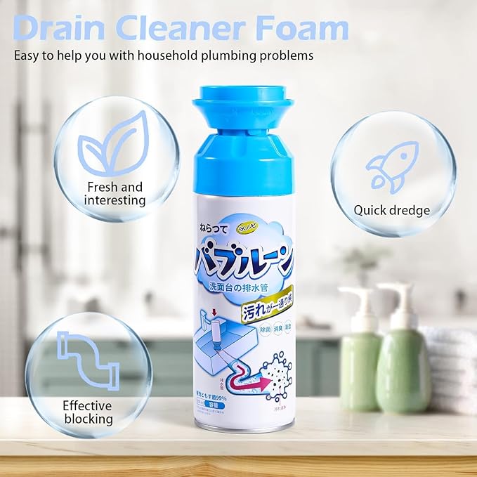 Foaming Drain Cleaner, Sink Cleaner and Deodorizer,Wild Tornado Drain Clog Remover for Kitchen Sinks, Shower Drains, Tubs (2pcs)
