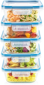 Snapware Total Solutions (10-Pack, 4 Cup) Glass Food Storage Containers Set, Airtight & Leakproof Locking BPA-Free Lids, Freezer Dishwasher Microwave Safe