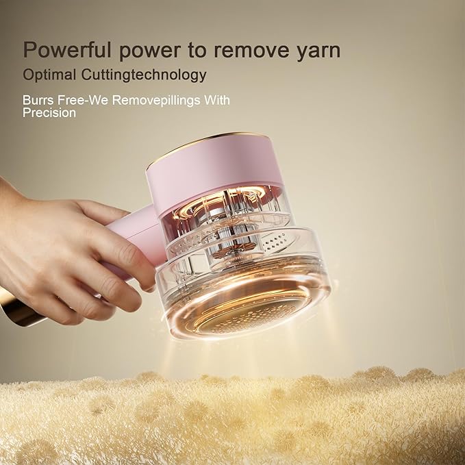 Fabric Shaver, Rechargeable Electric Lint Remover with LED Display, Lint Shaver, 6-Blade, 3-Speed Defuzzer Remove Fuzz, Pills for Clothes, Upholstery, Furniture, Pink