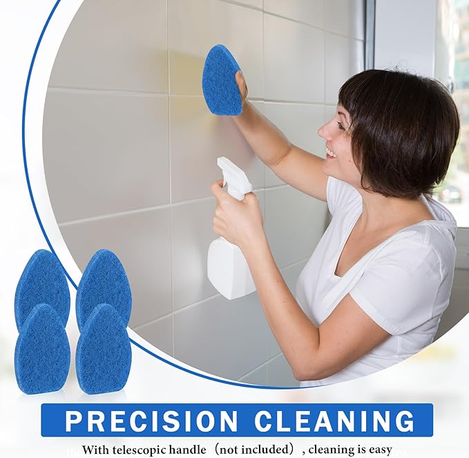 Baderke 4 Pcs Tub Tile Scrubber Cleaning Brush Pads (Without Handle) Compatible with Qaestfy Non-Scratch Scouring Pads Scrub Brush for Shower Bathroom Buildup Toilet Wall Floor (Blue)