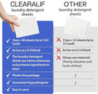 Laundry Detergent Sheets Up to 320 Loads, Fresh Linen - Great For Travel,Apartments, Dorms,CLEARALIF Laundry Detergent Strips Eco Friendly & Hypoallergenic (80 Sheets, Pack of 2)