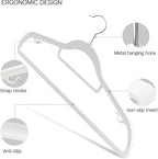 60 Pack Thin Space Saving Hangers, No Slip Clothes Hangers with Non Slip Textured and 360° Hook - Plastic Hanger, Closet Organizer for Shirt, Pants, Suit, Skirt, Coat - Ivory White