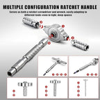 VMAN Ratchet Magnetic Screwdriver Set, 24 in 1 S2 Steel Bits and Head-tail Drive T-Handle, DIY Combination Flexible Shaft for Furniture Assembly, Electrical Appliance Repair, Bicycle Tools
