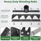 Weeding Rake Tool, Garden Weed Puller with Detachable Long Handle, 62 Inch Heavy Duty Hand Weed Remover Tool for Lawn, Yard, Atio and Backyard (5 Tines)