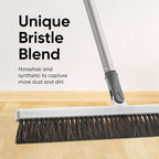 Horse Hair Broom for Hardwood Floors – 18" Soft Bristle Narrow Thin Swivel Upright Dust Broom for Dog Hair, Kitchen & Home Use – 54" Long Handle