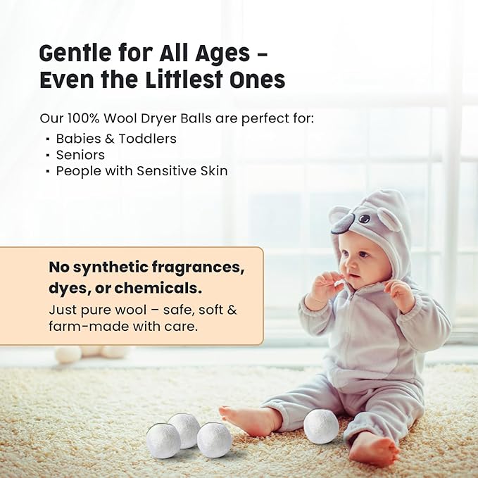 Scalise Family Sheep Farm Wool Dryer Ball by Scalise Family Sheep Farm – Reusable Dryer Balls Wool for Faster Drying & Less Static – Eco-Friendly, Chemical-Free