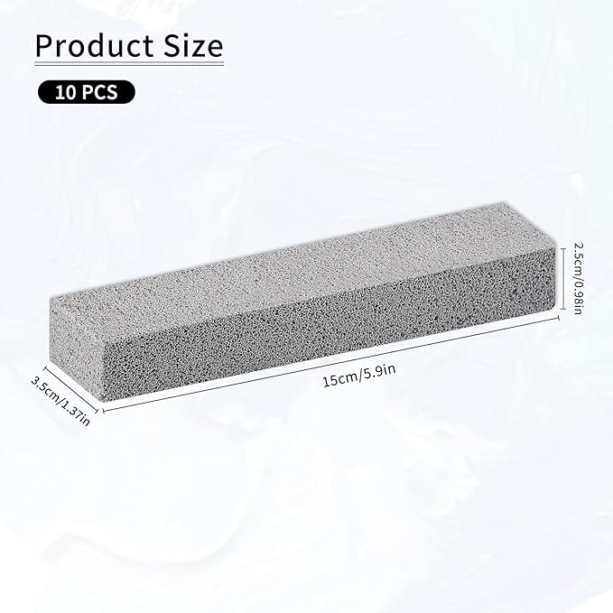 10 PCS Scouring Stick, Pumice Stone for Toilet Bowl Cleaning, Scouring Stick Remove Toilet Bowl Hard Water Rings, Calcium Buildup and Rust Suitable for Cleaning Household Bath Kitchen Pool Stove Grill