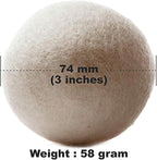 (WB0006-6 Pk Wool Dryer Balls - Premium XL Organic Eco-Friendly Natural Unscented Non-Toxic Felt Laundry Balls, Anti-Static, Chemical Free, Fabric Softener, 100% Natural New Zealand Wool
