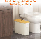 Lifewit Toilet Paper Storage Holder for 9 to 12 Rolls, Free Standing Toilet Paper Basket Stand with Bamboo Lid, Collapsible Fabric Bathroom Organizer Box for Mega Rolls, 23L, Large, White