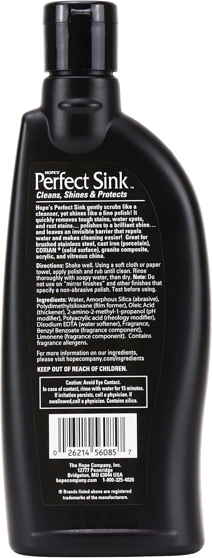 HOPE'S Perfect Sink 8.5 oz Sink Cleaner and Polish, Restorative, Water-Repellant Formula, Stain Remover, Good for Brushed Stainless Steel, Cast Iron, Porcelain, Corian, Composite, 6 Pack