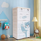 6 Drawer Plastic Storage Tower Cabinet, 5 Layers Polar Bear Closet with 5 Wheels, Closet Drawers Tall Dresser Organizer for Clothes Playroom Bedroom Furniture, Multi-Color