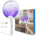 Electric Fly Swatter Racket, Foldable 2 in 1 Bug Zapper with Purple Trap Lamp, 4000V & 1500mAh Powerful Mosquito Trap Killer with Type-C Rechargeable for Indoor Home Office Patio Camp(1 Pack)