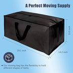 HOMESURE 8 Pack Large Strong Bags with Zippers & Carrying Handles - Water-Resistant - Heavy Duty Storage Tote for Space Saving, Fold Flat, Alternative to Moving Box (Black)