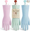 IMARU 3 Pairs Dishwashing Gloves with Hanging Hooks - Reusable Rubber Cleaning Gloves for Household & Kitchen & Gardening, Non-Slip & Waterproof & Durable (Small)