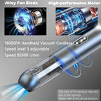 TEZILON Car Vacuum Cleaner 18000Pa Powerful Suction HEPA Filter, Portable Cordless Handheld Vacuum Vehicle Home with LED Display Air Duster Rechargeable Lightweight Multi-Nozzles for Pet Hair Keyboard