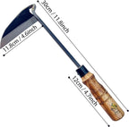 alanx 12 Inch Japanese Gardening Hand Weeding Sickle, Weeding Hoe with Long Wooden Handle