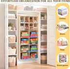 Ofiray-home 6 Tier Hanging Closet Organizer, 16 Compartments Sweater Organizer for Closet with 3 Sturdy Hooks, Closet Organizers and Storage, Wardrobe, Rv, Garment Rack, Beige