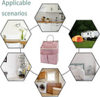 2pcs Wall Hanging Storage Bag,Wall Hanging Organizer Bags with Pockets, Wall Organizer Storage for Dormitory Bathroom Bedroom Kitchen(Pink)