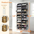 Over the Door Organizer 5 Tiers, Extra Large Behind Door Storage of 10 Compartments, 80 lbs Weight Capacity Hanging Storage Organizer with Clear Window Kids Toys, Shoes, Diapers, Room storage