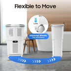 Household Storage Basket, 360° Rolling Movable Laundry Basket,Floor-Standing White Multi-layer Clothes Organizer for Kitchen,living Room and Bathroom (2 Tiers)