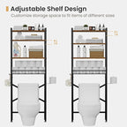 SwaaVee Over The Toilet Storage Cabinet, 4-Tier Bathroom Organizers and Storage with Adjustable Shelves, Freestanding Over-The-Toilet Shelf for Restroom, Laundry, Rustic Brown