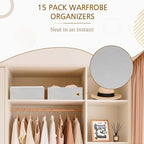 Criusia 15 Pack Drawer Organizer for Clothes, Foldable Dresser Dividers with 3 Sizes, Fabric Storage Bins – Gray