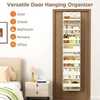 Mefirt Over The Door Organizer, 7 Tier Door Hanging Organizers with 7 Large Pockets 12 Side Pockets, Behind Door Storage Hanging Shelves for Closet Bathroom Bedroom Nursery