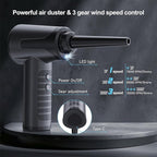 Electric Compressed Air Duster Rechargable Air Blower for Car 100000RPM Air Can Duster for Computer PC Mini Blower Cordless with Led Light Handheld Blower Keyboard Cleaner, Black