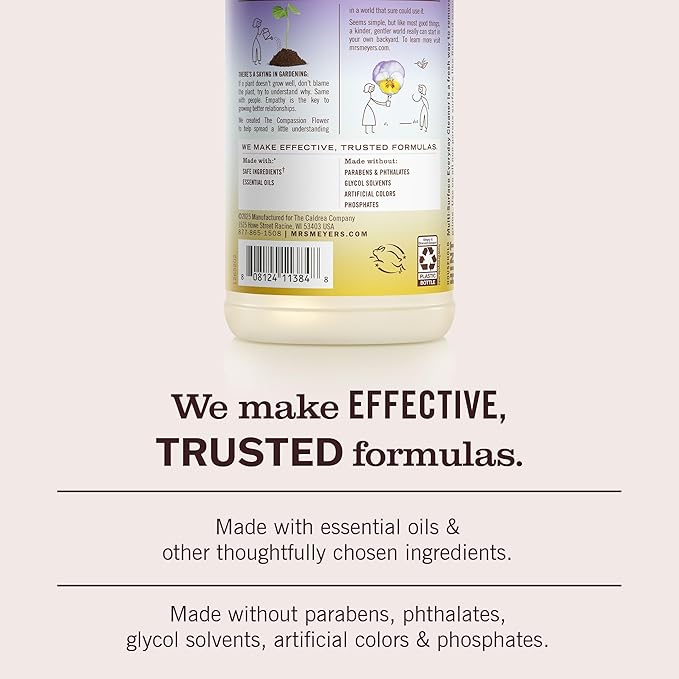MRS. MEYER'S CLEAN DAY Multi-Surface Everyday Cleaner, Compassion Flower Scent, 16 Fl Oz Bottle