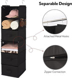GRANNY SAYS 6-Shelf Hanging Closet Organizers and Storage, Separable to 2 Pack 3-Shelf Closet Hanging Organizer with 3 Drawers, 4 Side Pockets Hanging Shelves for Closet, Nursery, Black