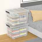 Farmoon 70 Quart Clear Storage Bin with Wheels, Large Plastic Lidded Container Box, 4 Packs