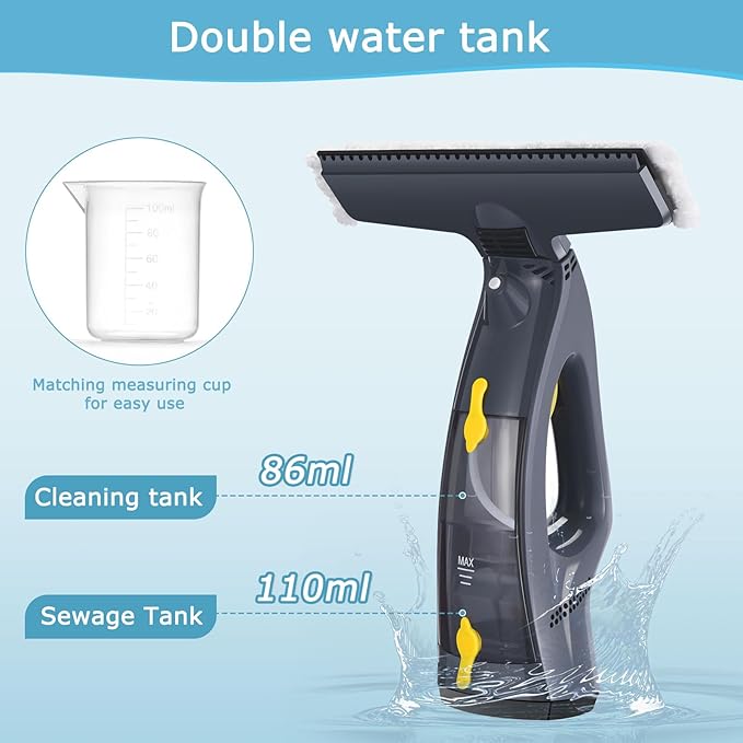 Window Vacuum, Window Vacuum Squeegee, 3 in 1 Cordless Window Vac with Spray/Wipe/Suck up Water,Electric Window Cleaning Tool for Shower Wall Mirror Glass/Car Windshield/Countertop