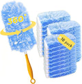 Duster Refills,Static Dust Removal Brush Disposable Replacement Head Compatible with Swiffer Duster Refills for Electronics, Furniture, Blinds, Ceiling Fans (Blue, 30 Refills+1 Handle)