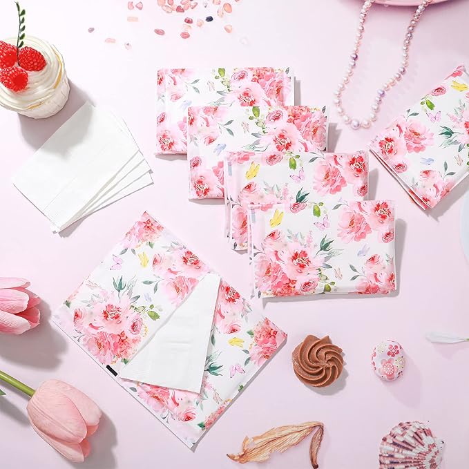 Geyee 50 Packs Facial Tissue Travel Packs Disposable Pocket Tissues for Wedding Guest Travel School Purse Home Supplies, 500 Sheets 3 Ply(Spring Floral)