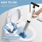Air Plunger for Drain, High Pressure Air Drain Blaster with Visual Barometer Stainless Steel Toilet Clog Remover Toilet Unclogger Plungers for Bathroom, Toilets, Sink, Kitchen, Clogged Pipe